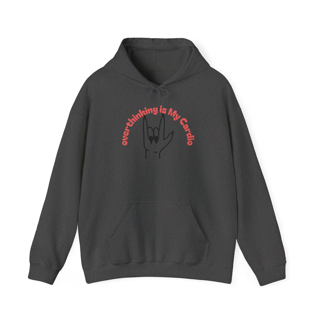 Hoodie – "Overthinking is My Cardio" Rock Hand Graphic Pullover