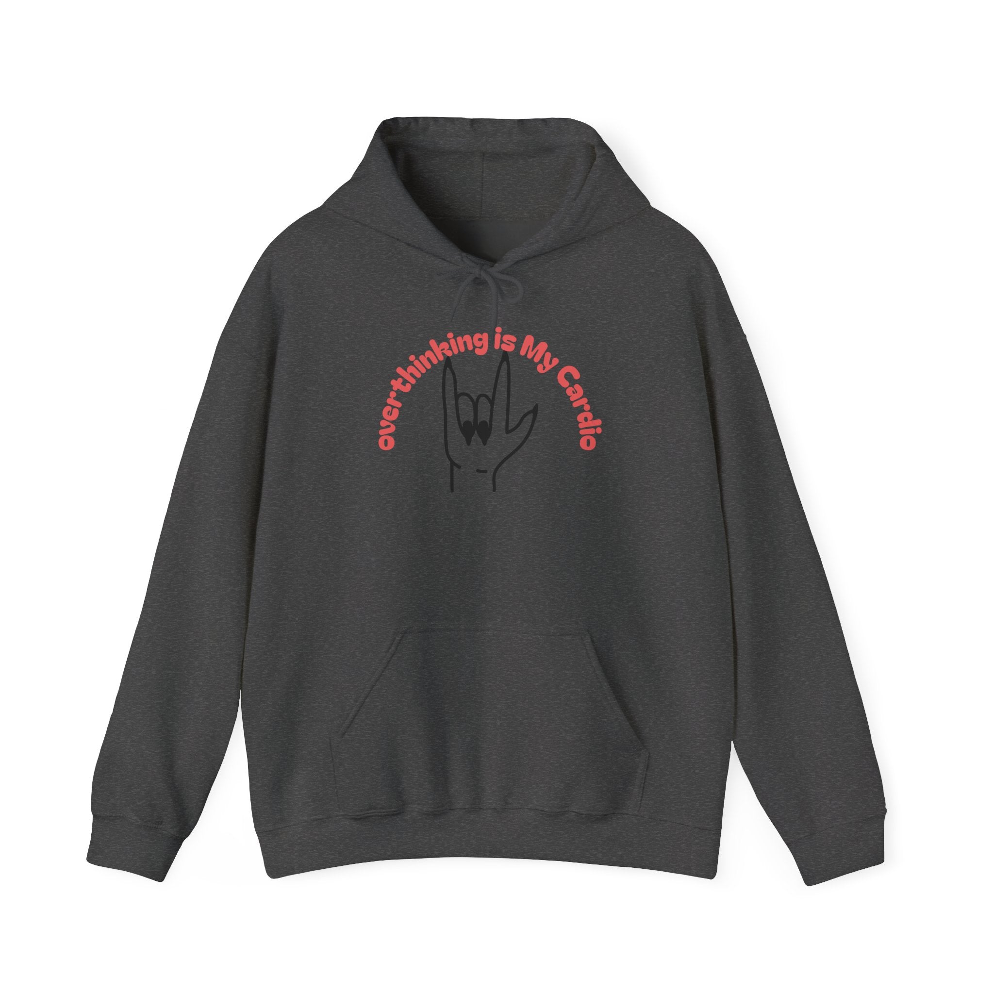 Hoodie – "Overthinking is My Cardio" Rock Hand Graphic Pullover