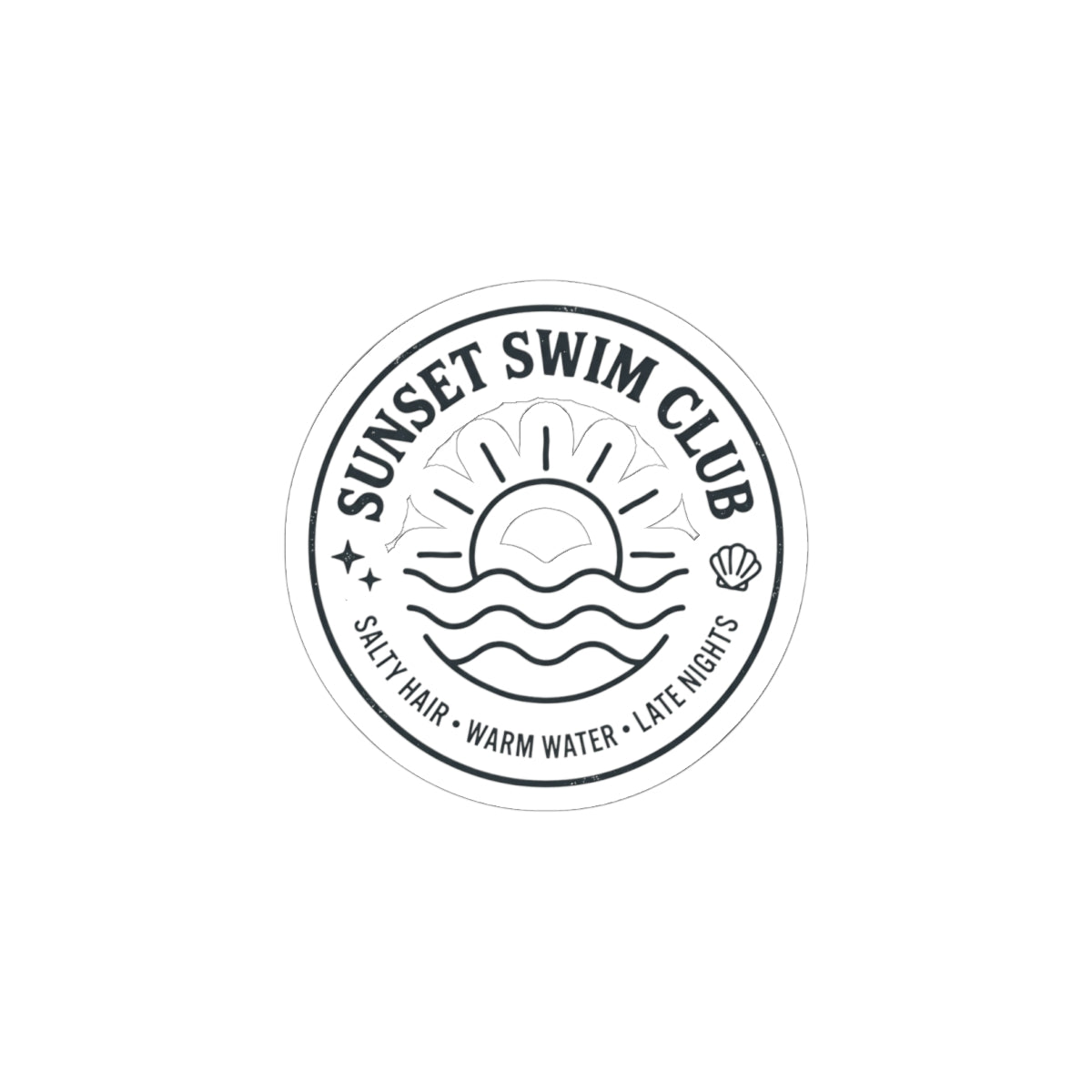 Sunset Swim Club Sticker | Summer Aesthetic, Retro Beach Badge