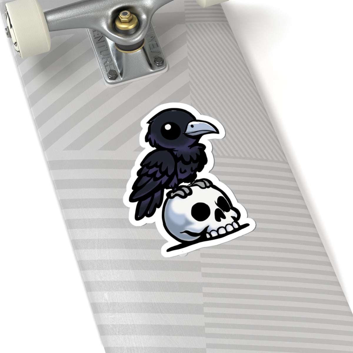Raven on Skull Sticker — Gothic Kiss-Cut Laptop Decal