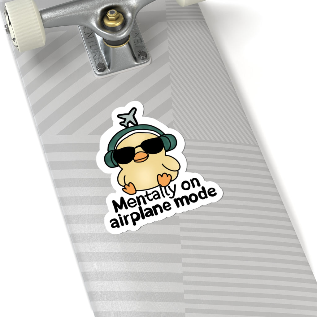 Cute Chick 'Mentally on Airplane Mode' Kiss-Cut Sticker