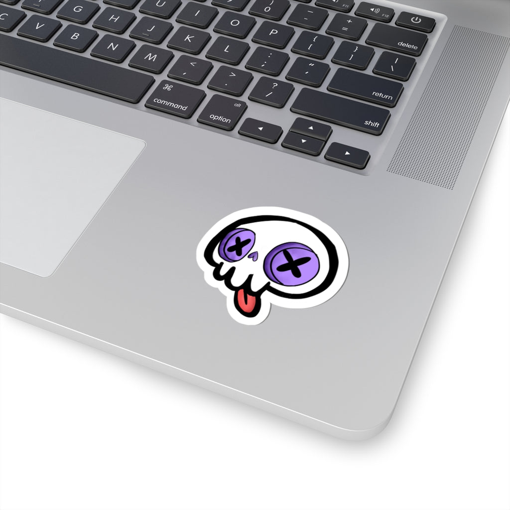 Cute Skull — Purple X-Eyes Tongue Out Kiss-Cut Decal for Laptops & Skateboards