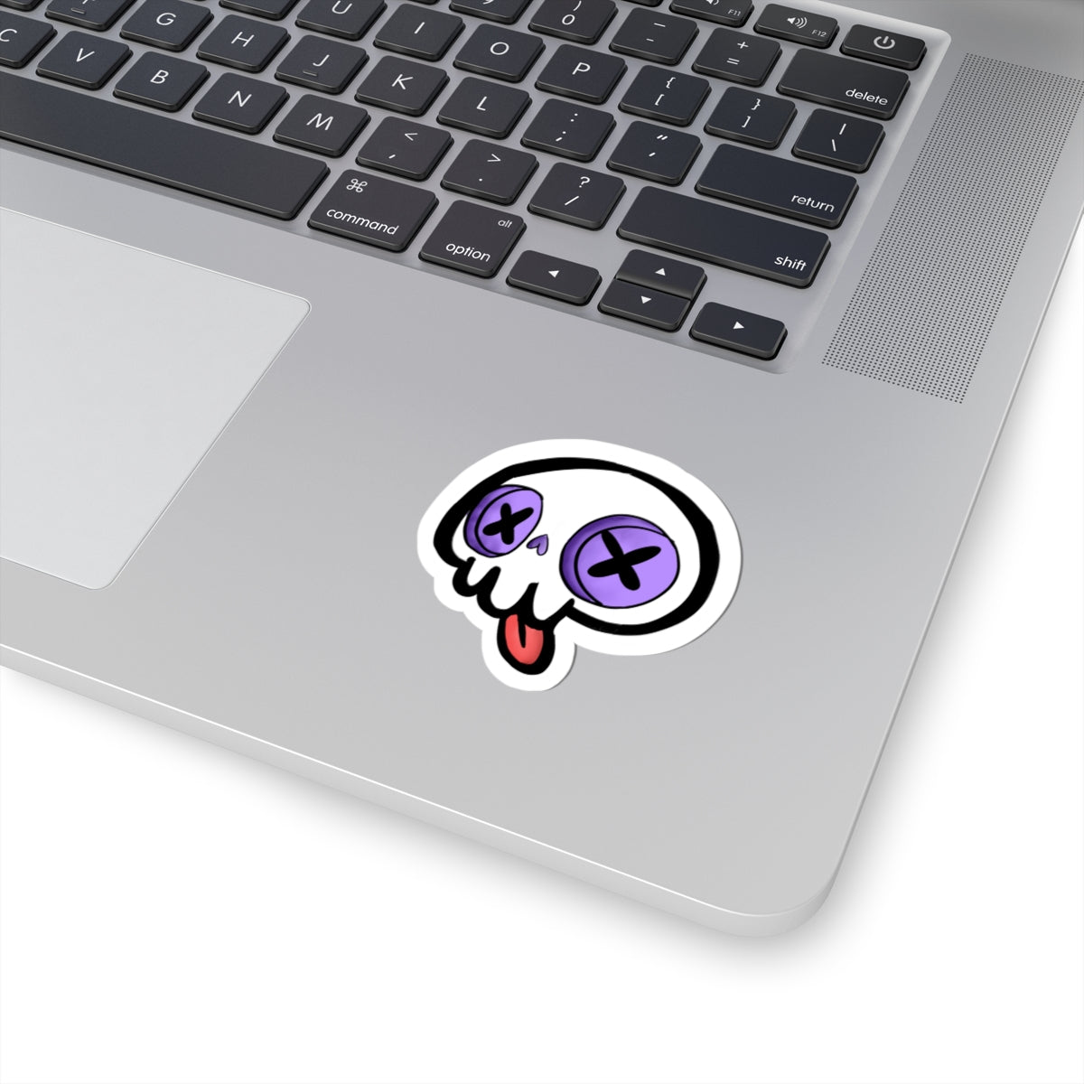 Cute Skull — Purple X-Eyes Tongue Out Kiss-Cut Decal for Laptops & Skateboards