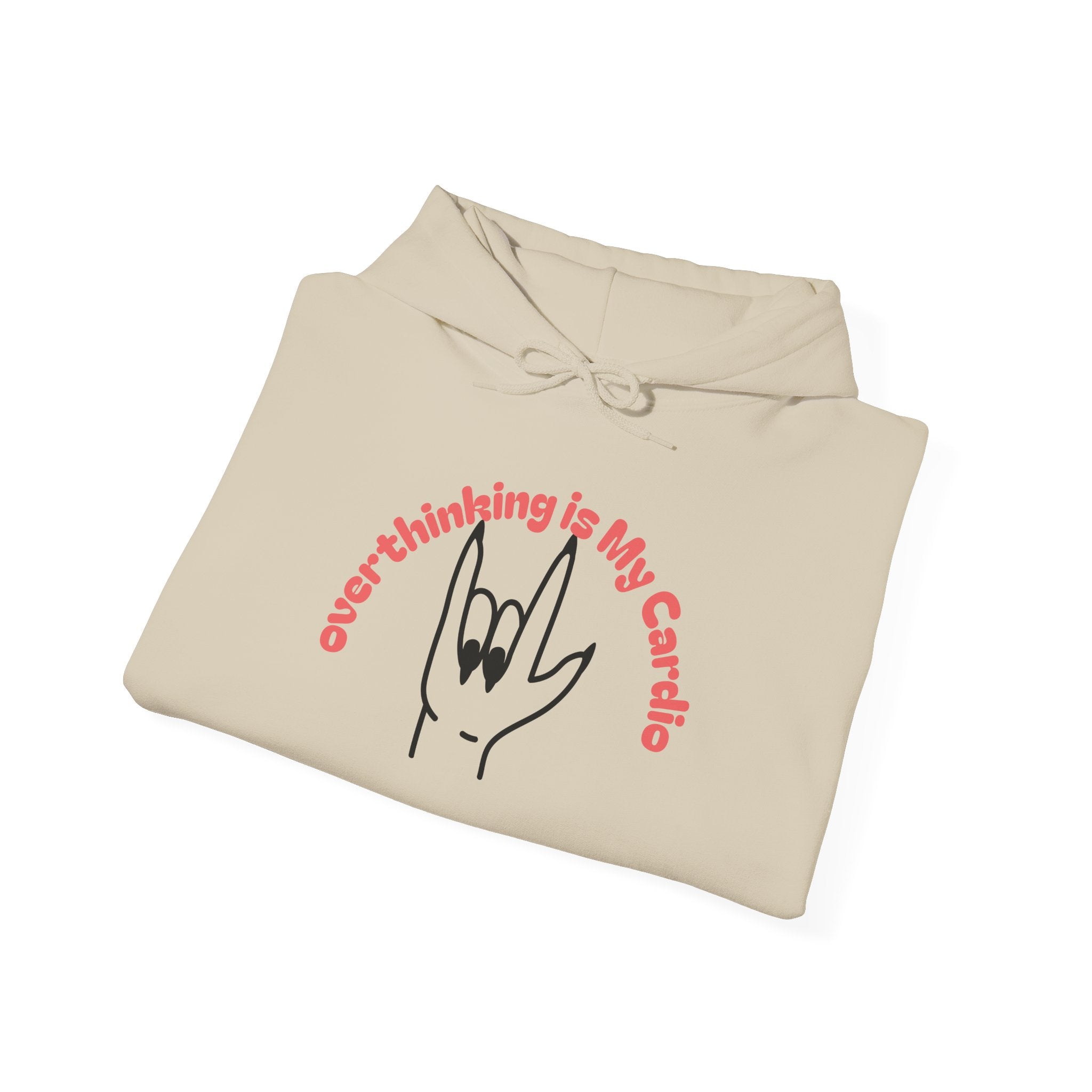 Hoodie – "Overthinking is My Cardio" Rock Hand Graphic Pullover