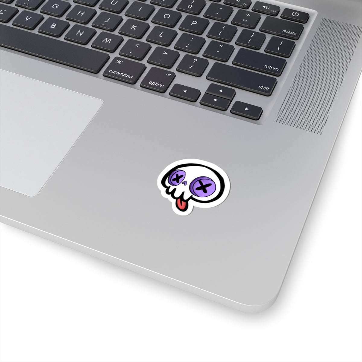 Cute Skull — Purple X-Eyes Tongue Out Kiss-Cut Decal for Laptops & Skateboards