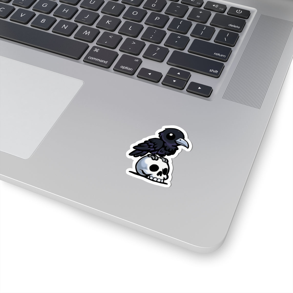 Raven on Skull Sticker — Gothic Kiss-Cut Laptop Decal