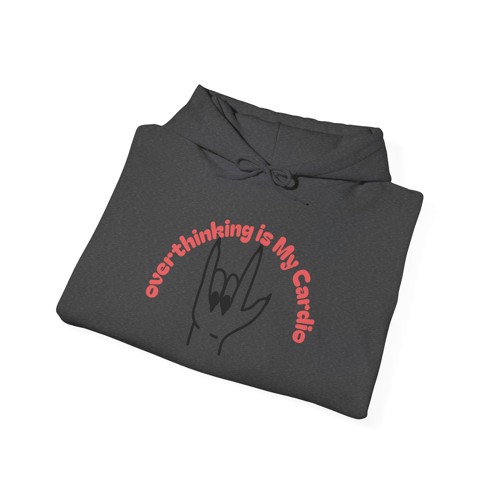 Hoodie – "Overthinking is My Cardio" Rock Hand Graphic Pullover