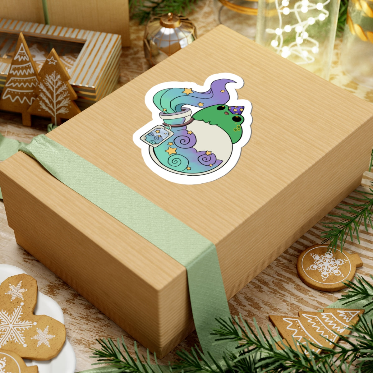 Magical Frog Potion Kiss-Cut Sticker — Cute Pastel Witchy Laptop Decal