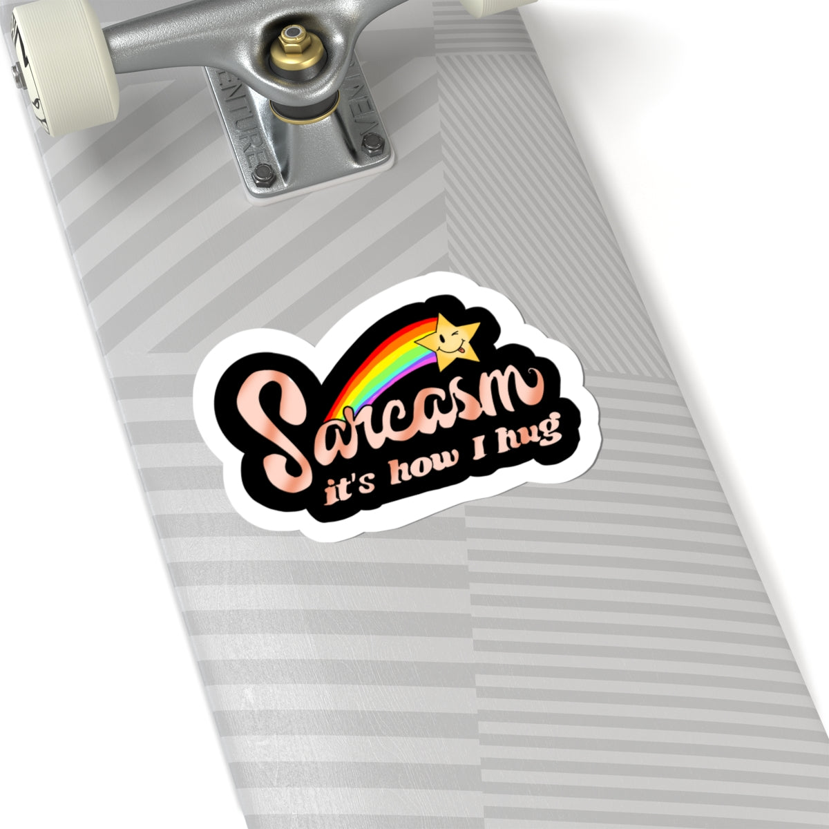 Sarcasm It’s How I Hug Sticker — Funny Rainbow Kiss-Cut Laptop Decal