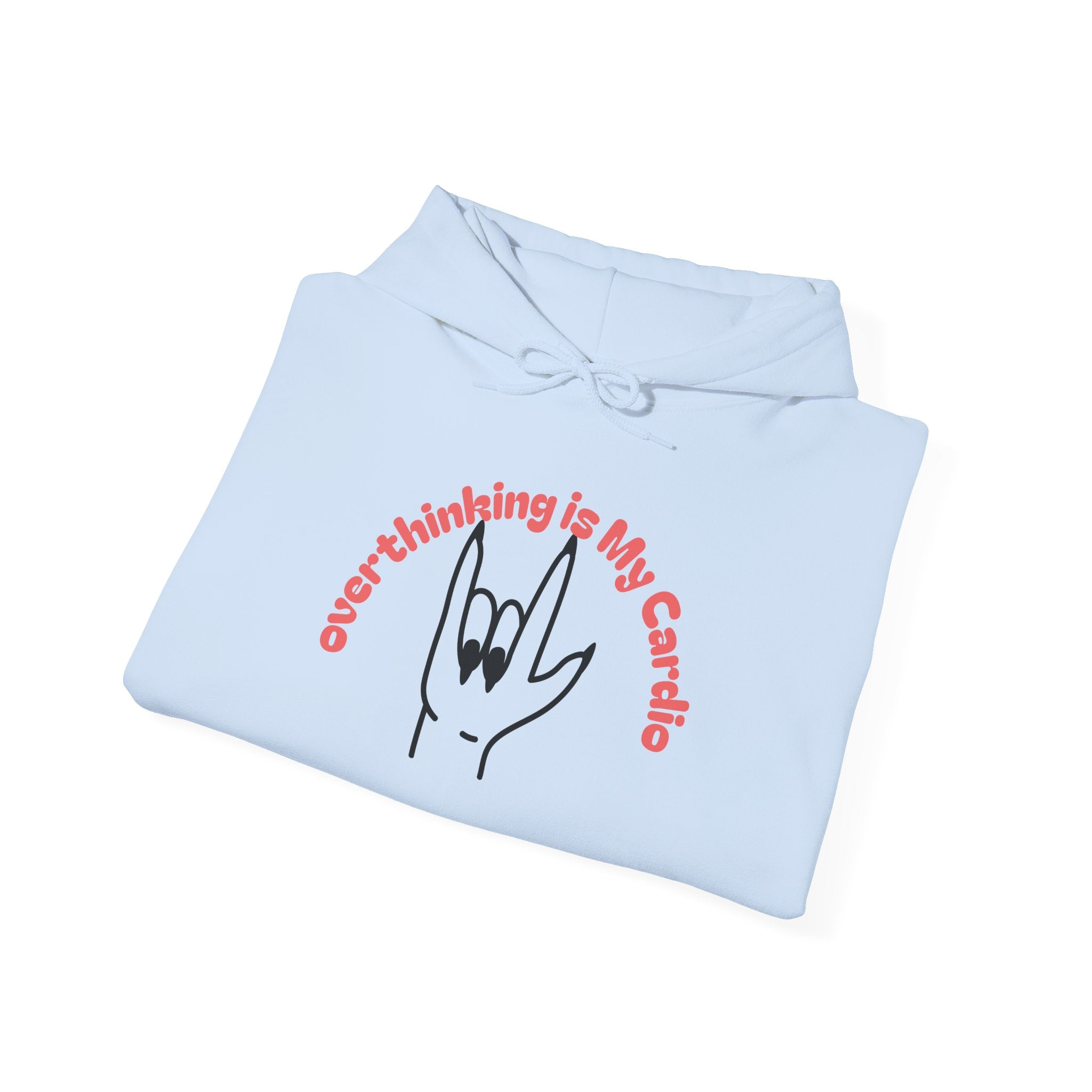 Hoodie – "Overthinking is My Cardio" Rock Hand Graphic Pullover