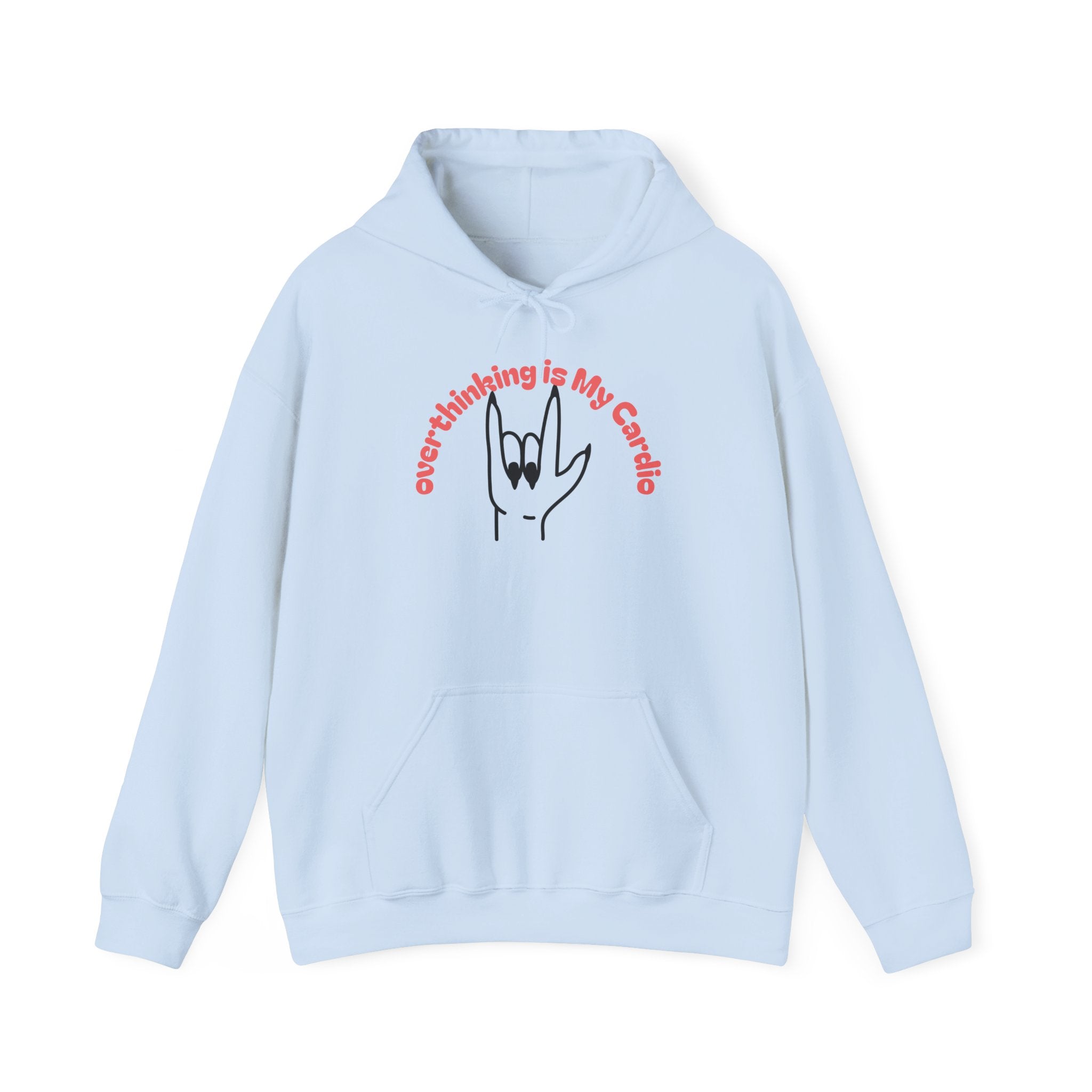 Hoodie – "Overthinking is My Cardio" Rock Hand Graphic Pullover