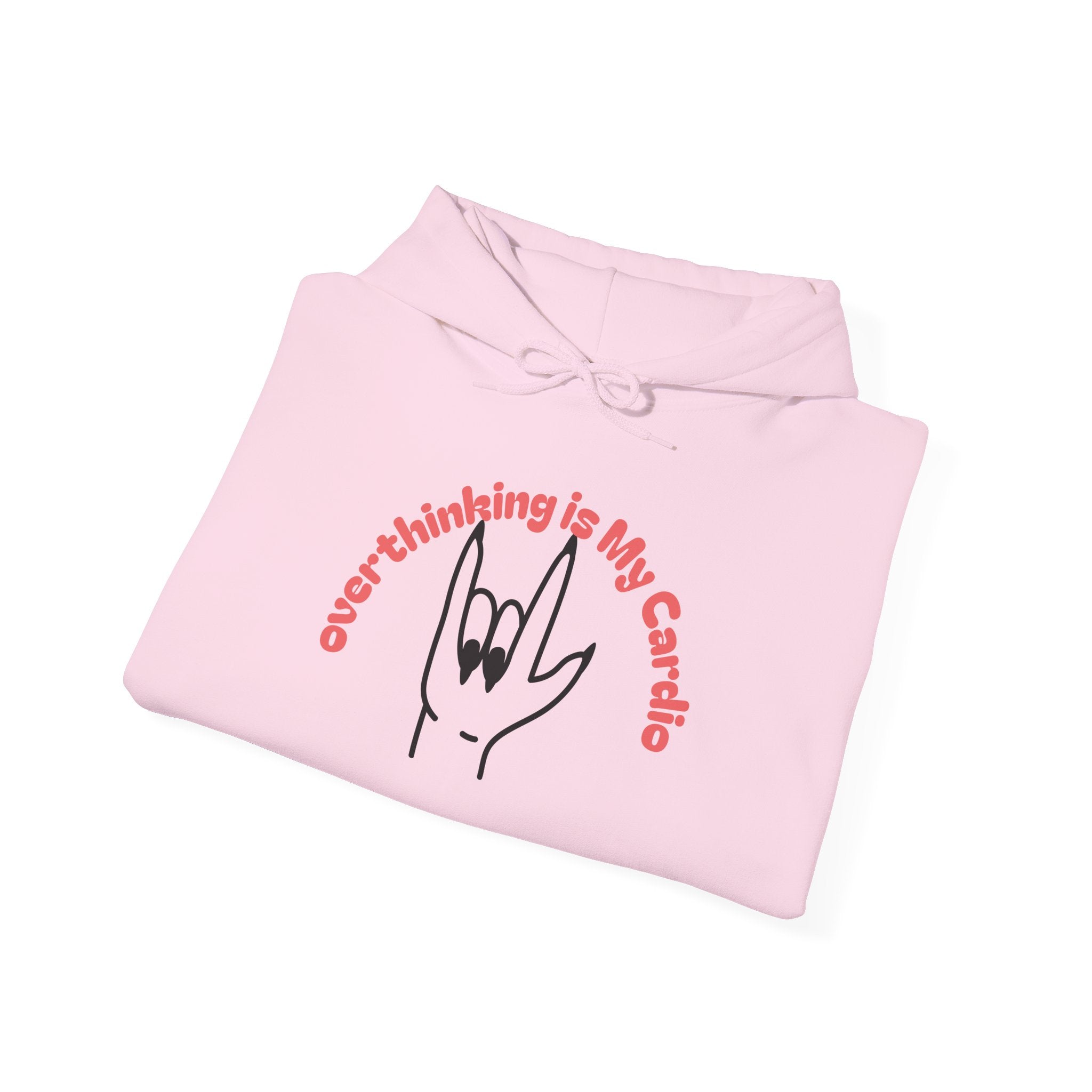 Hoodie – "Overthinking is My Cardio" Rock Hand Graphic Pullover