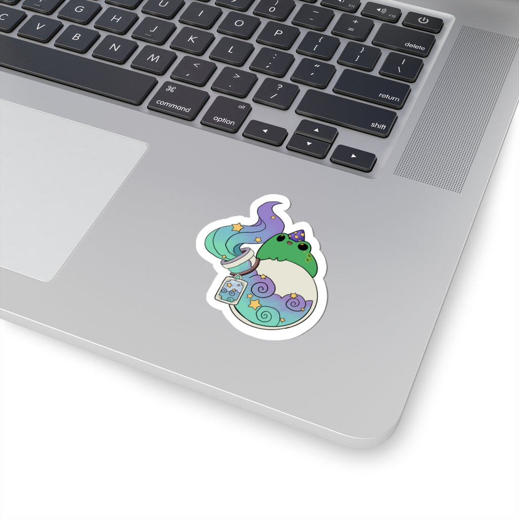 Magical Frog Potion Kiss-Cut Sticker — Cute Pastel Witchy Laptop Decal