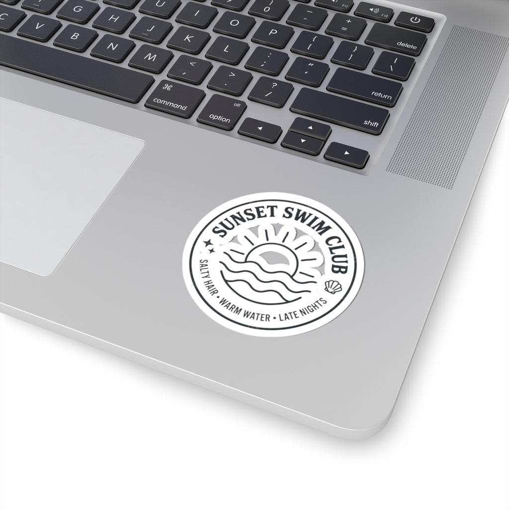 Sunset Swim Club Sticker | Summer Aesthetic, Retro Beach Badge