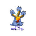 Hydra Drink Sticker — Cute Blue Three-Headed Dragon with "Stay Hydra-ted"