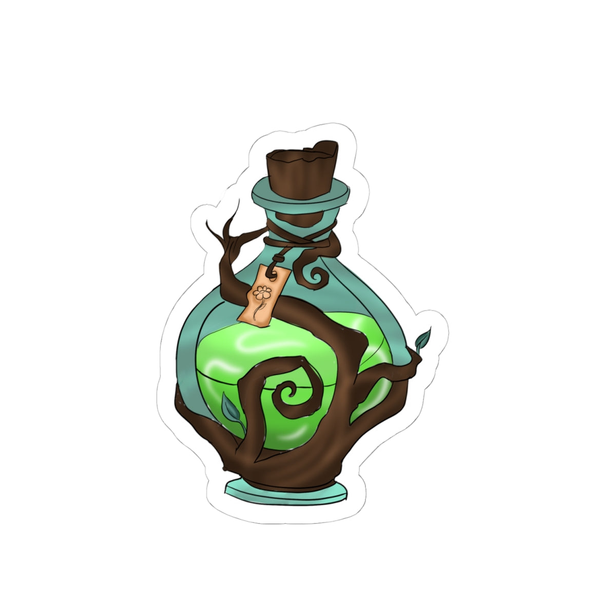 Green Potion Bottle sticker | Kiss-cut vinyl sticker, witchy apothecary design