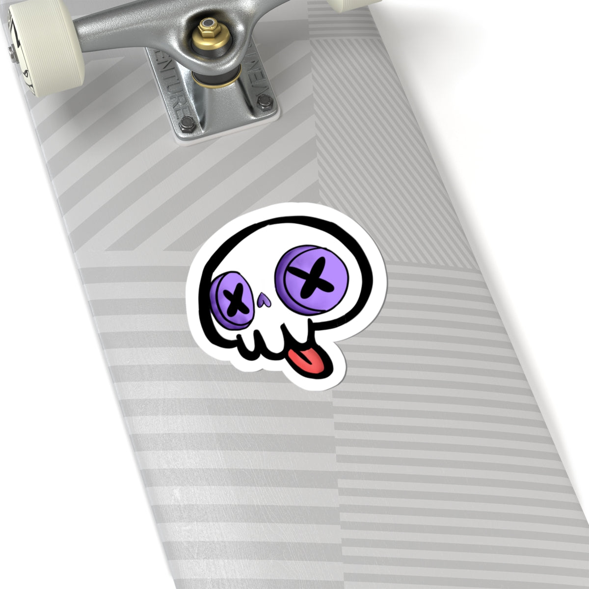 Cute Skull — Purple X-Eyes Tongue Out Kiss-Cut Decal for Laptops & Skateboards
