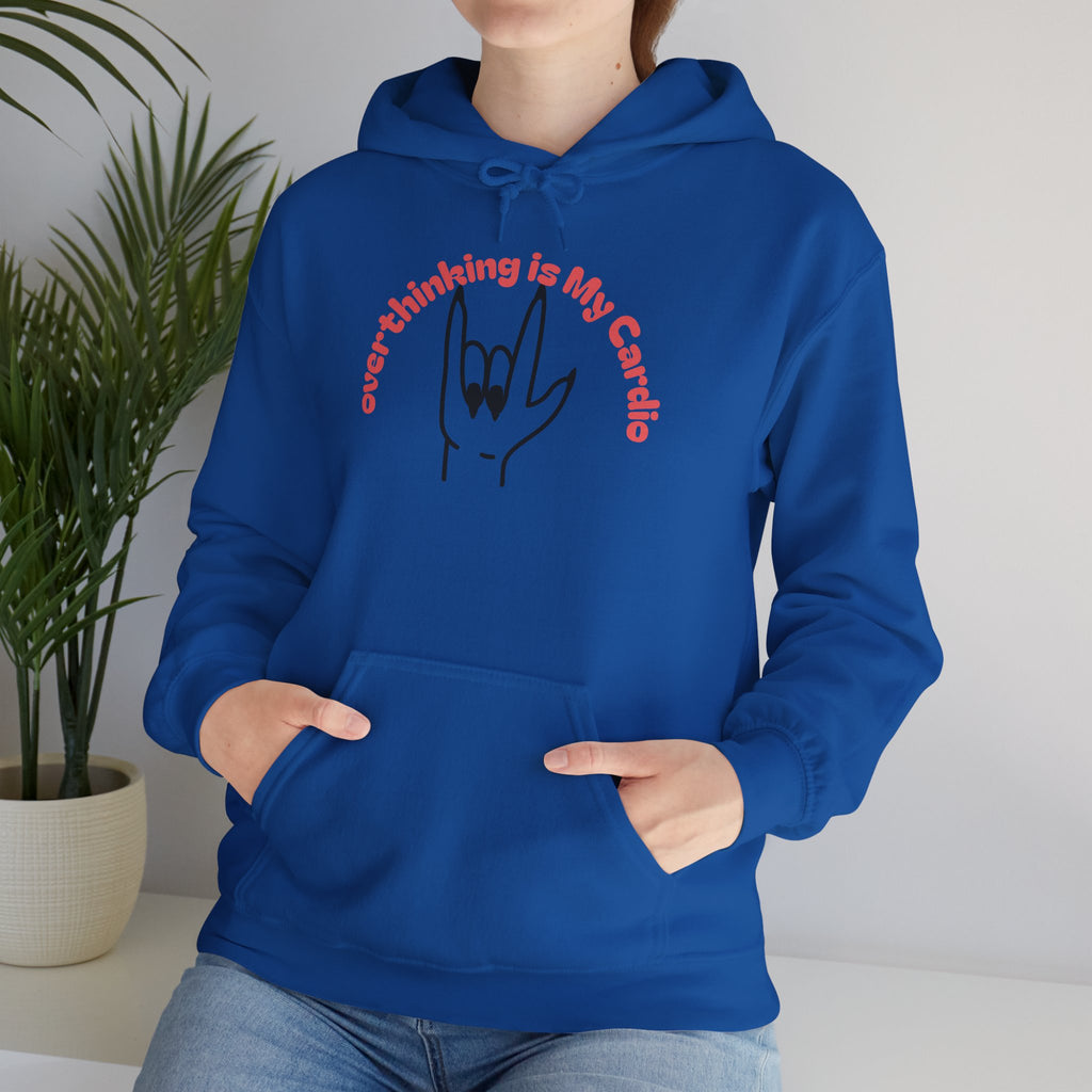 Hoodie – "Overthinking is My Cardio" Rock Hand Graphic Pullover
