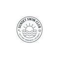 Sunset Swim Club Sticker | Summer Aesthetic, Retro Beach Badge