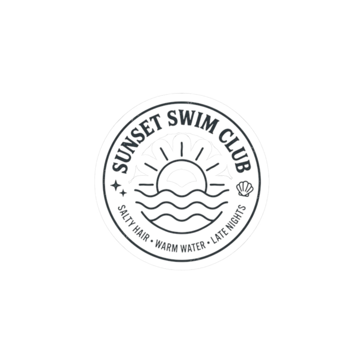 Sunset Swim Club Sticker | Summer Aesthetic, Retro Beach Badge