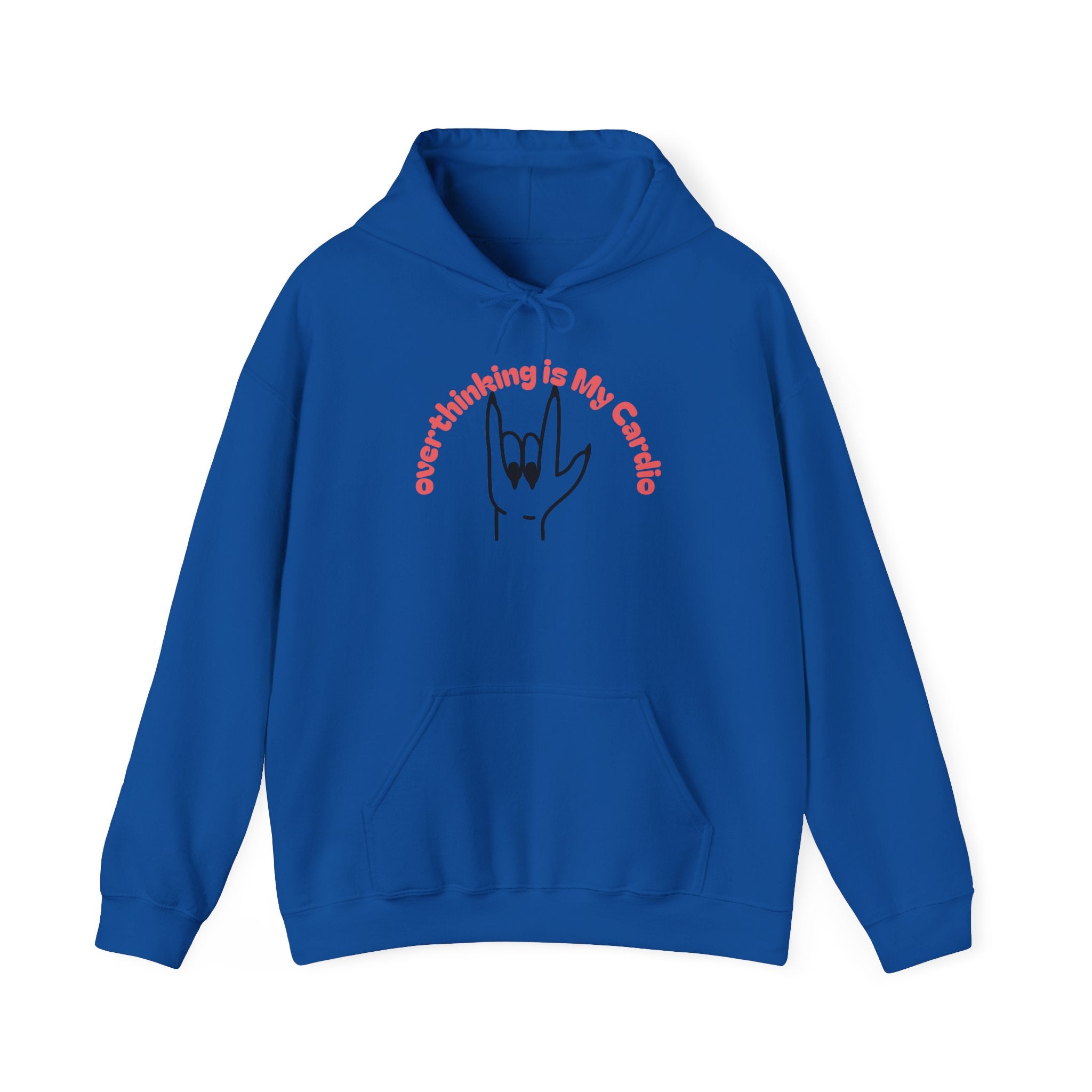 Hoodie – "Overthinking is My Cardio" Rock Hand Graphic Pullover