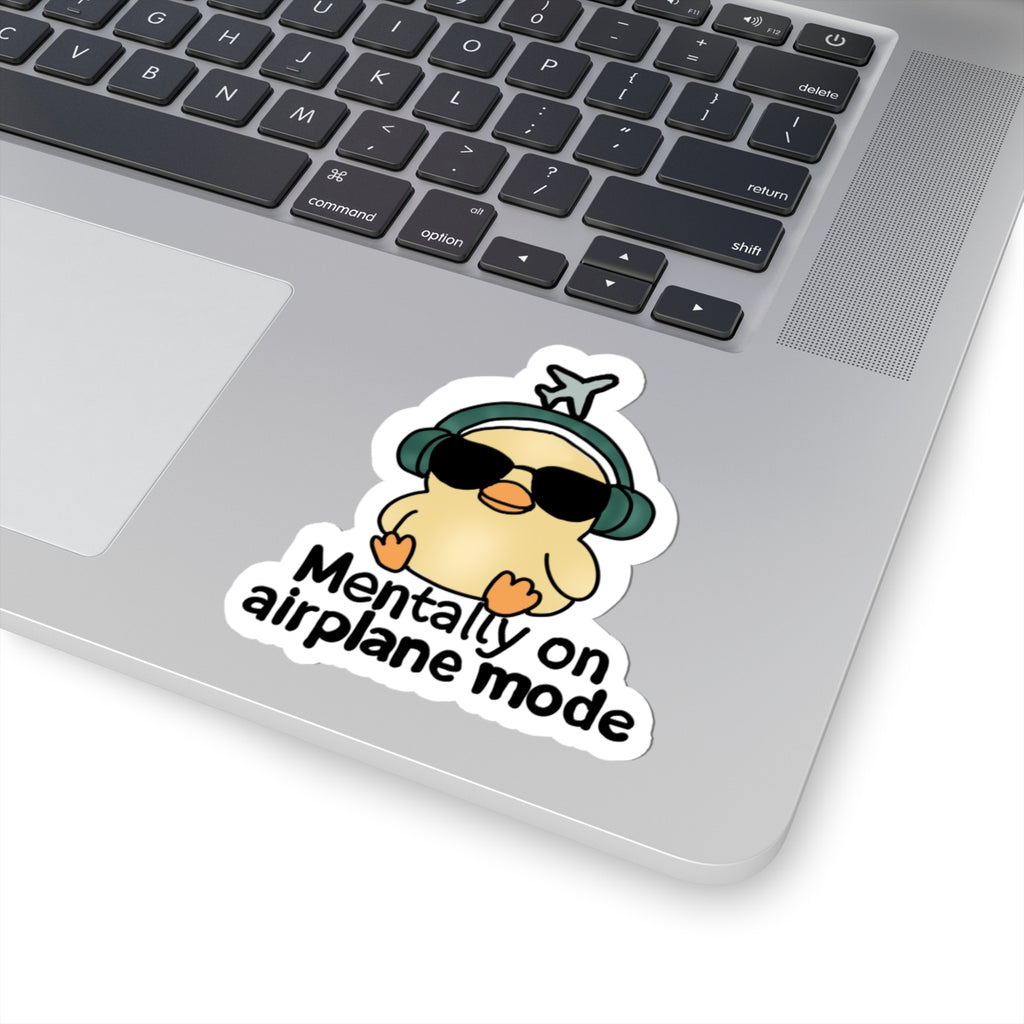 Cute Chick 'Mentally on Airplane Mode' Kiss-Cut Sticker