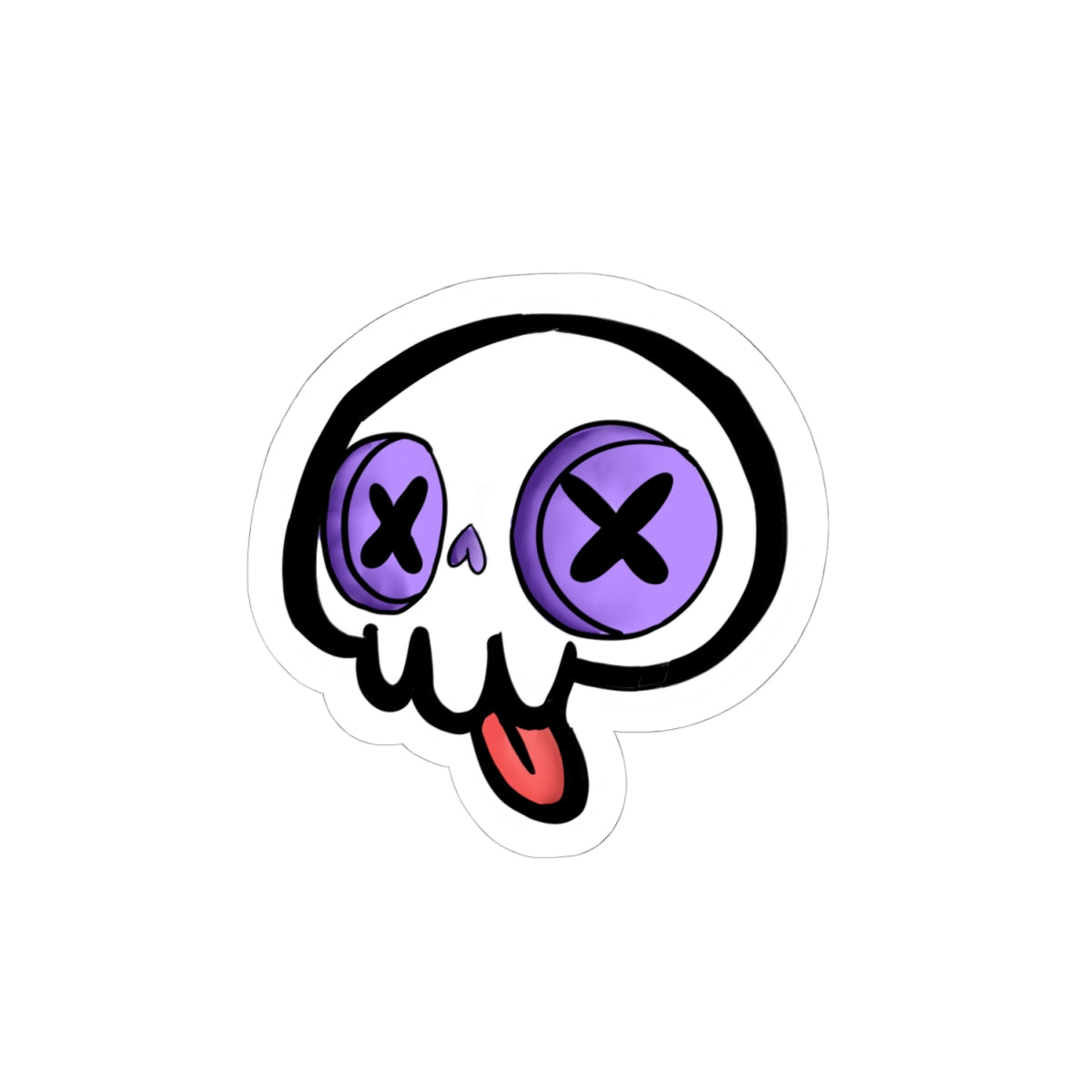 Cute Skull Sticker — Purple X-Eye Cartoon Kiss-Cut Vinyl Decal