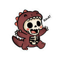 Cute Skeleton Dino Sticker — "Rawr!" Kiss-Cut Vinyl Decal