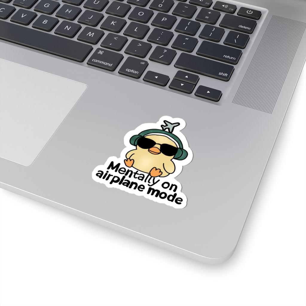 Cute Chick 'Mentally on Airplane Mode' Kiss-Cut Sticker