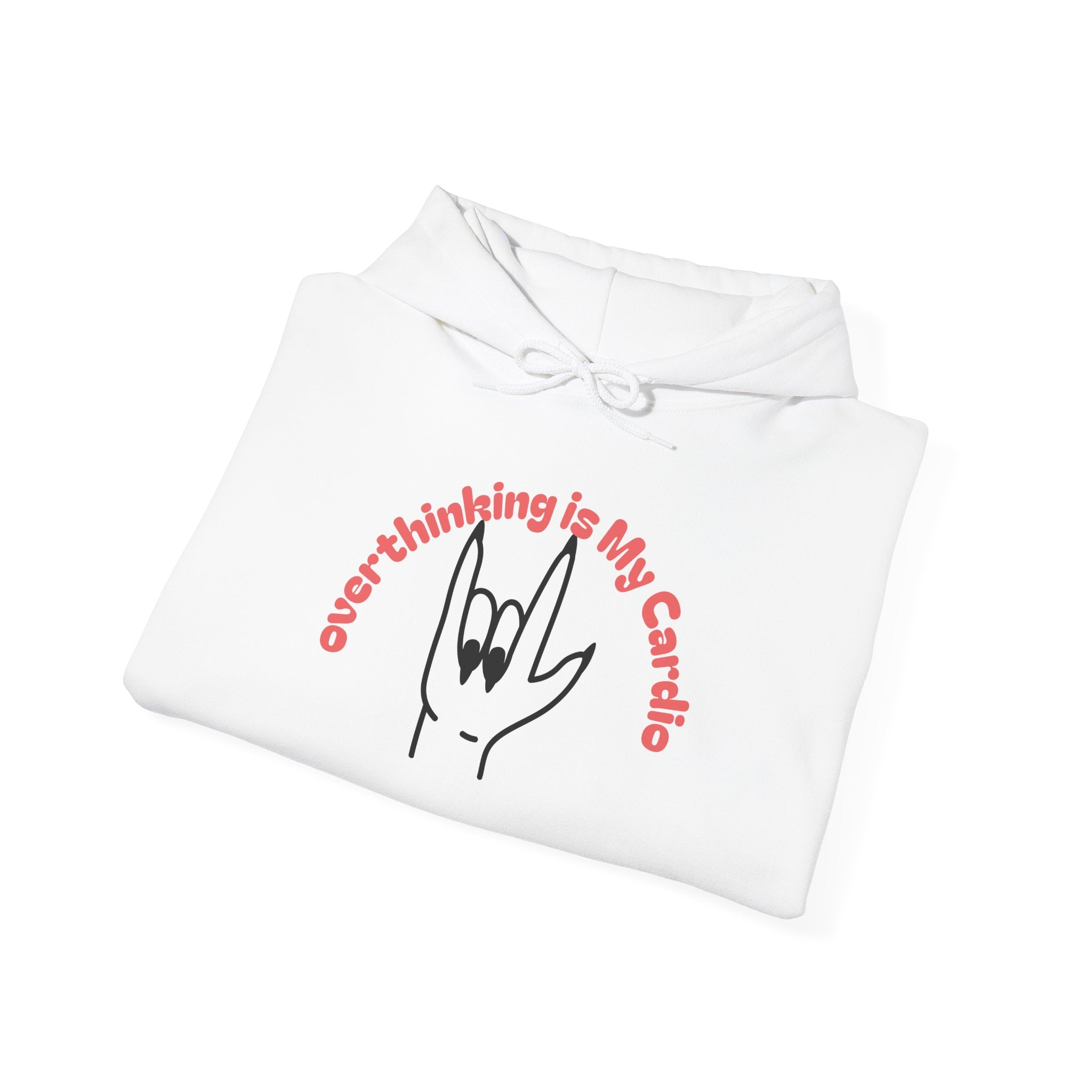 Hoodie – "Overthinking is My Cardio" Rock Hand Graphic Pullover