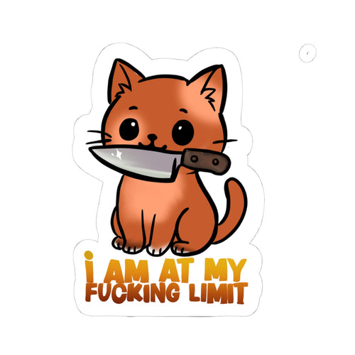 Cute Orange Cat Holding Knife with 'I Am At My Fucking Limit' Quote