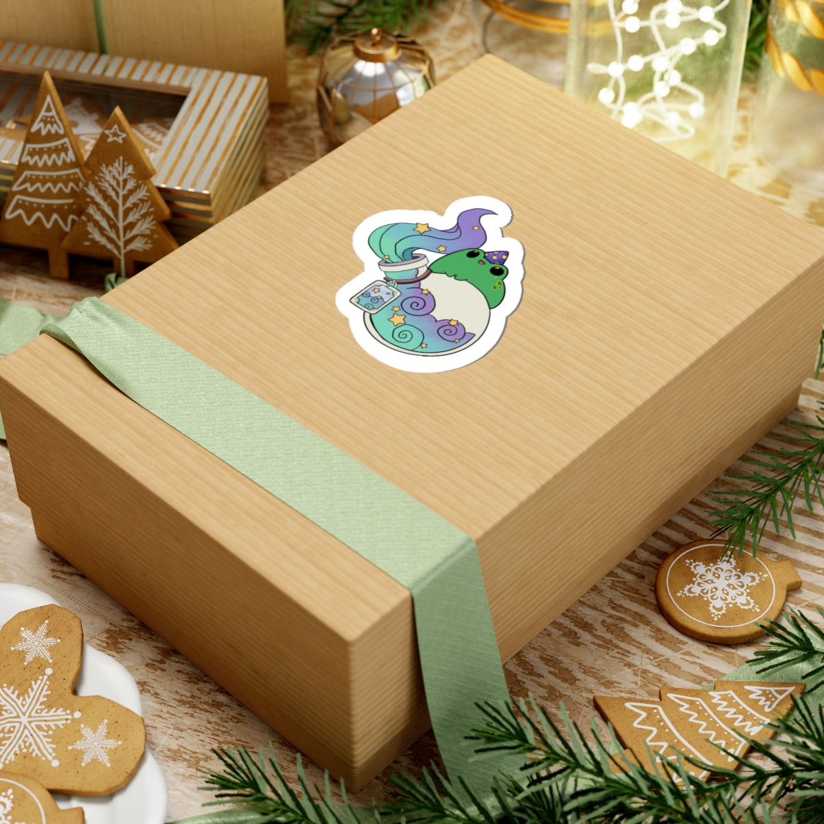 Magical Frog Potion Kiss-Cut Sticker — Cute Pastel Witchy Laptop Decal
