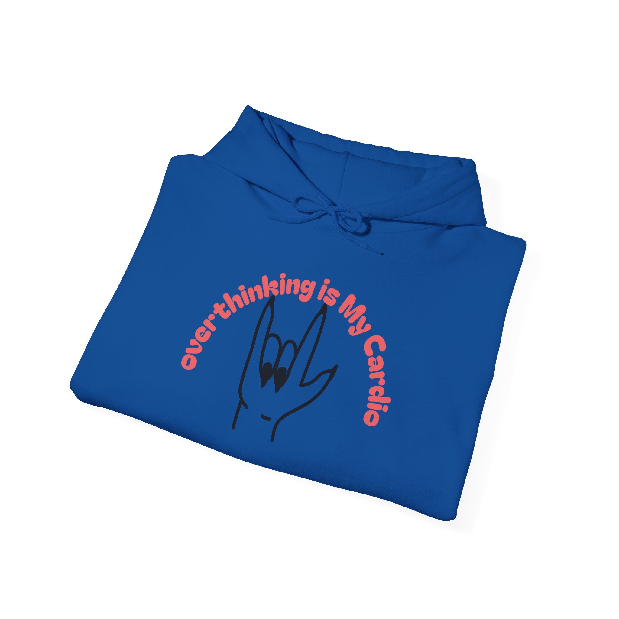 Hoodie – "Overthinking is My Cardio" Rock Hand Graphic Pullover