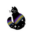 Galaxy Cat Kiss-Cut Sticker — Black Cat with Rainbow Nebula & Stars