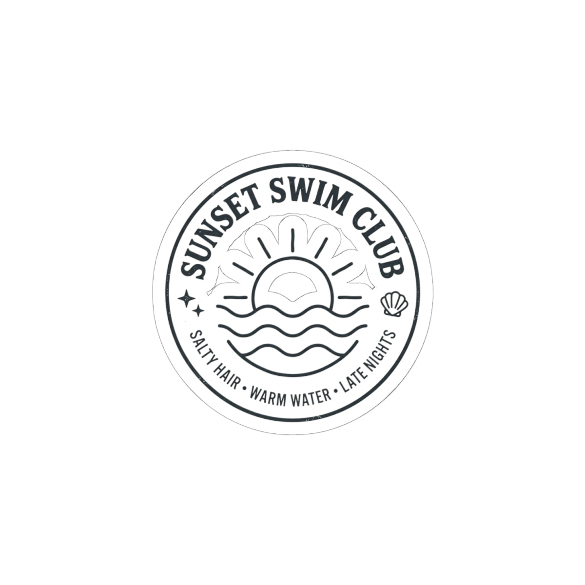 Sunset Swim Club Sticker | Summer Aesthetic, Retro Beach Badge