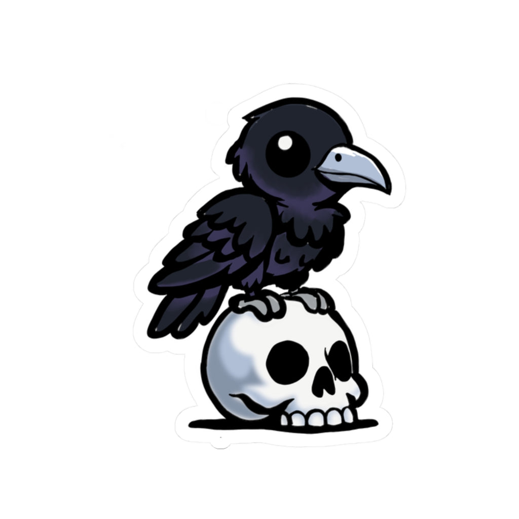 Raven on Skull Sticker — Gothic Kiss-Cut Laptop Decal