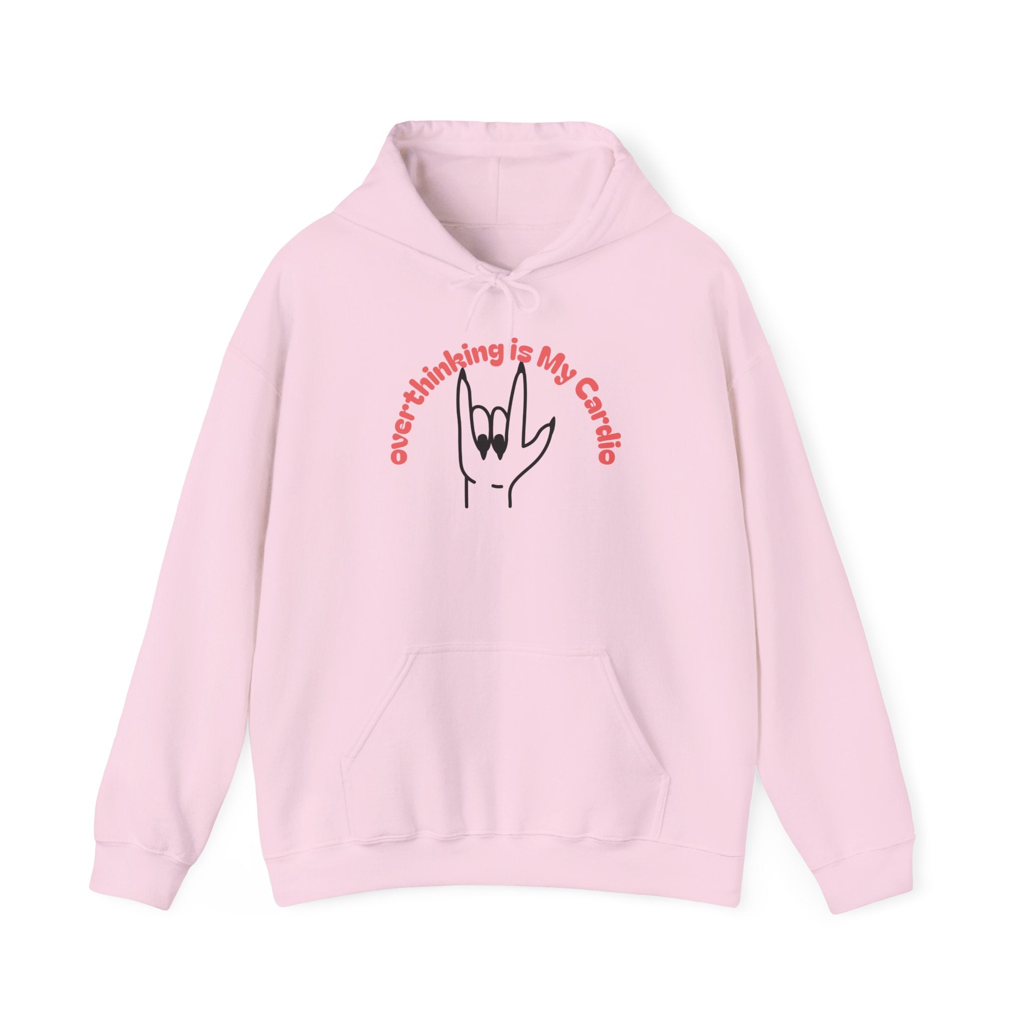 Hoodie – "Overthinking is My Cardio" Rock Hand Graphic Pullover