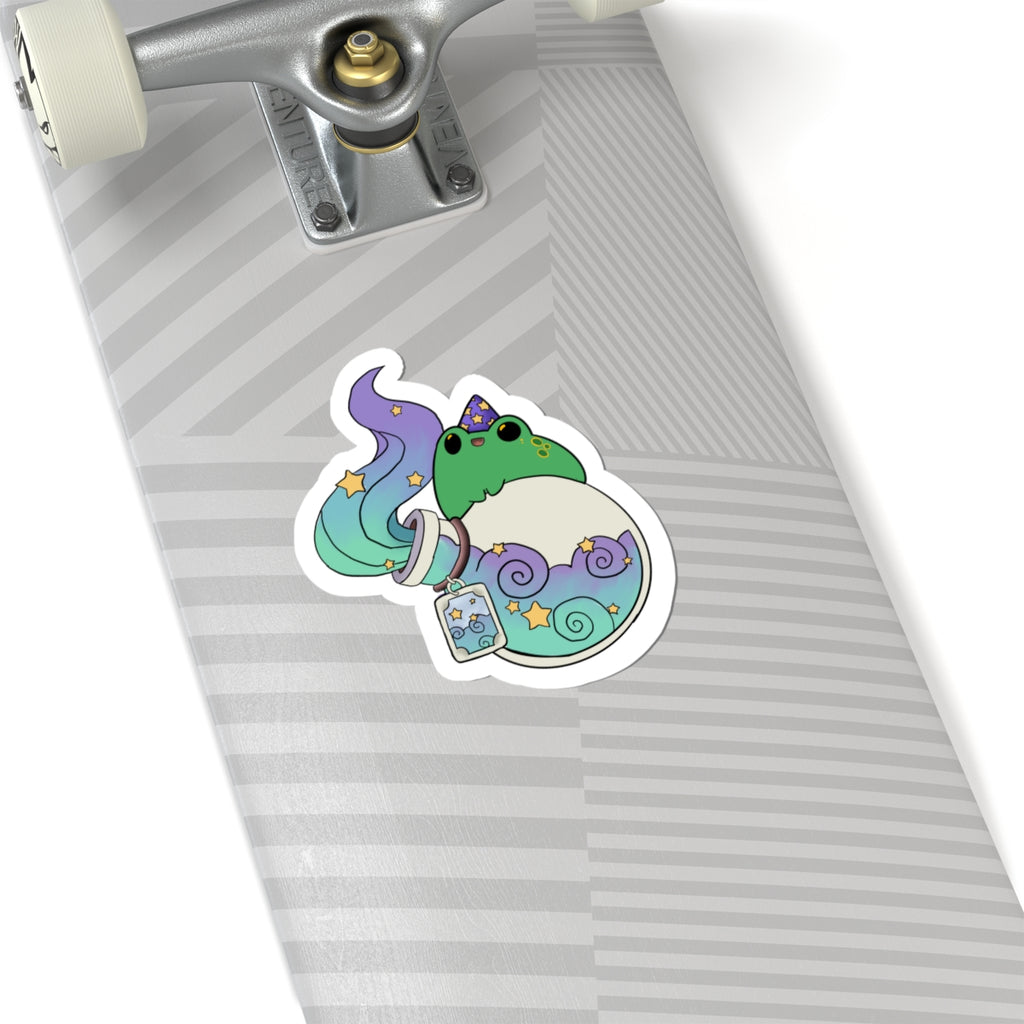 Magical Frog Potion Kiss-Cut Sticker — Cute Pastel Witchy Laptop Decal