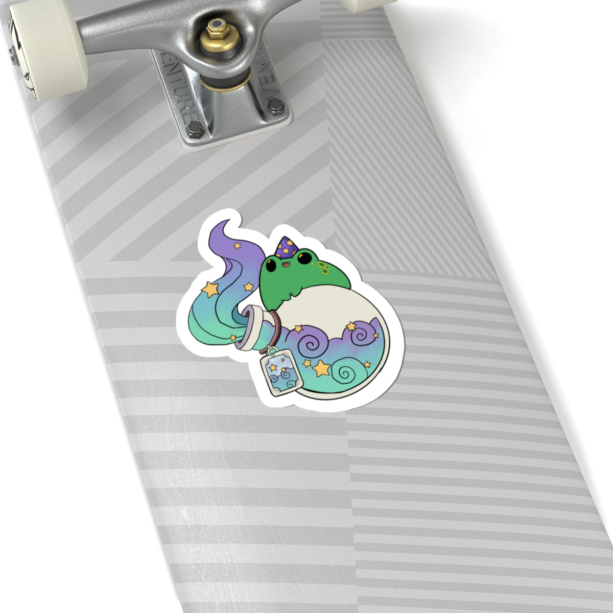 Magical Frog Potion Kiss-Cut Sticker — Cute Pastel Witchy Laptop Decal