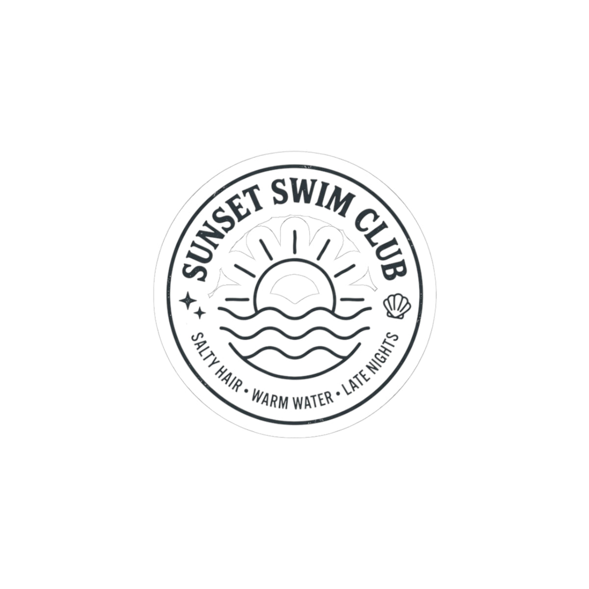 Sunset Swim Club Sticker | Summer Aesthetic, Retro Beach Badge