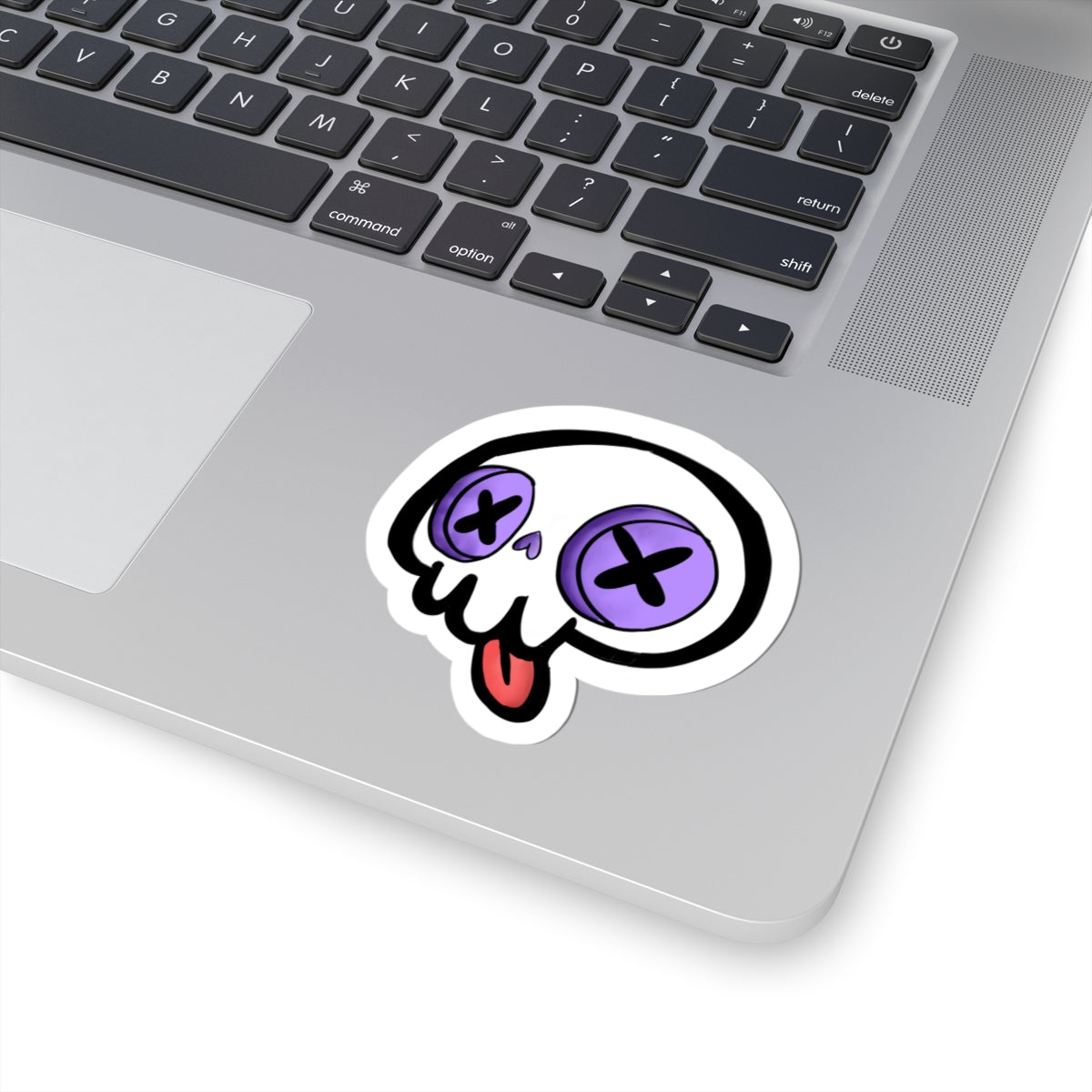 Cute Skull — Purple X-Eyes Tongue Out Kiss-Cut Decal for Laptops & Skateboards
