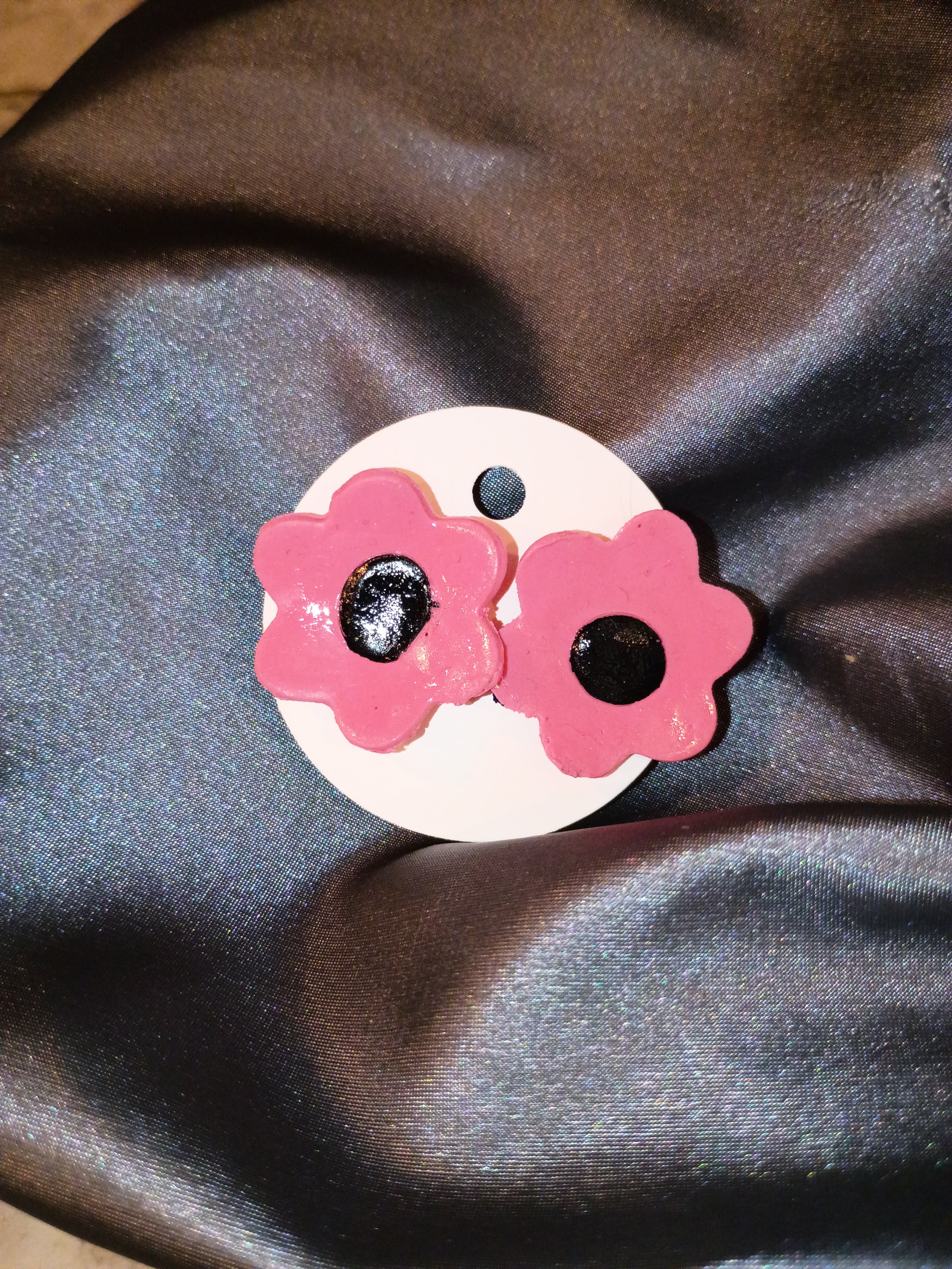 Pink floral earrings