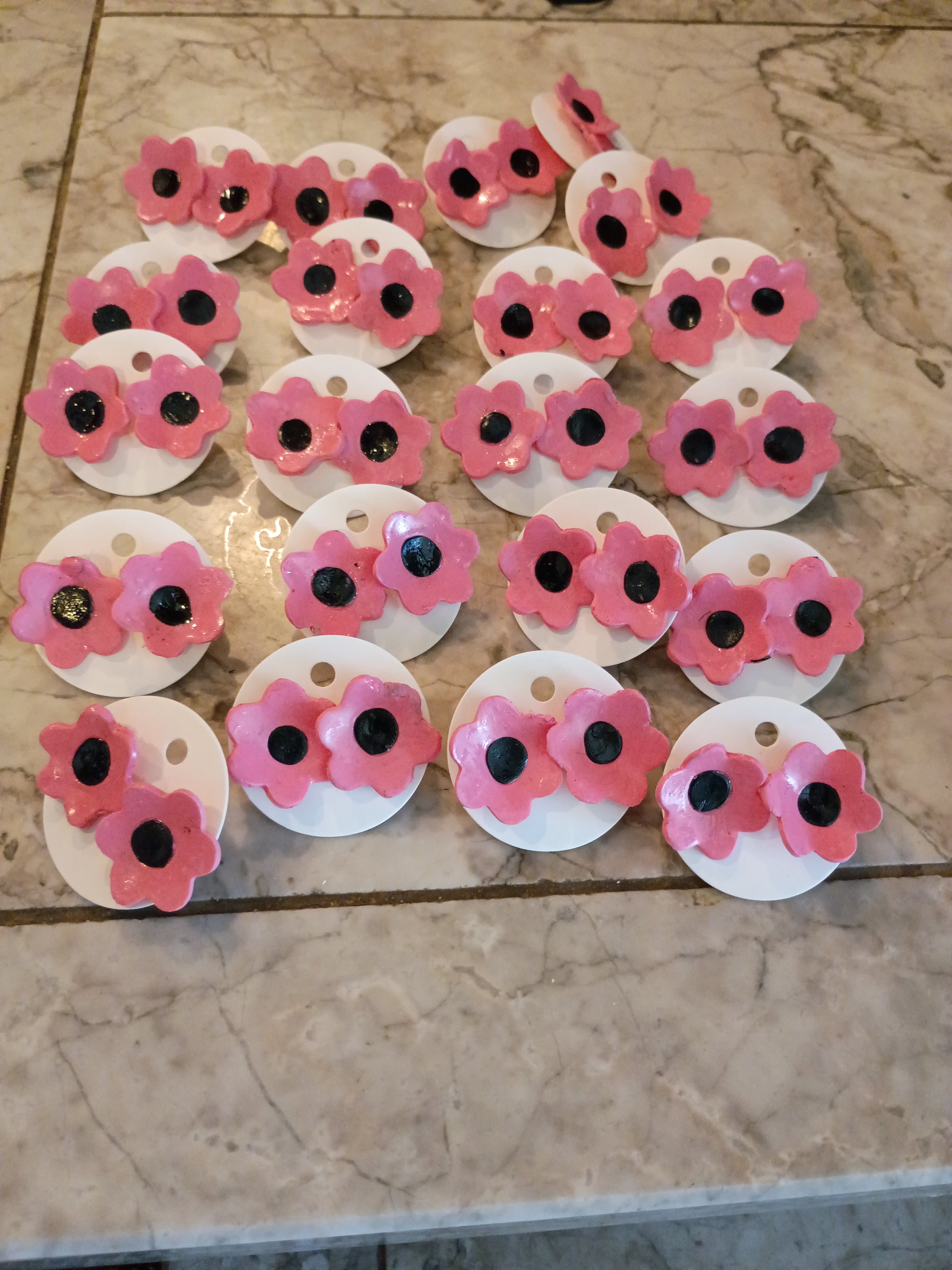 Pink floral earrings