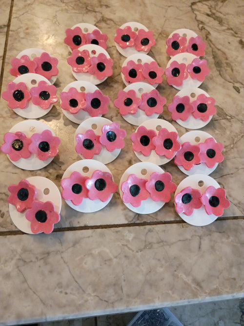 Pink floral earrings