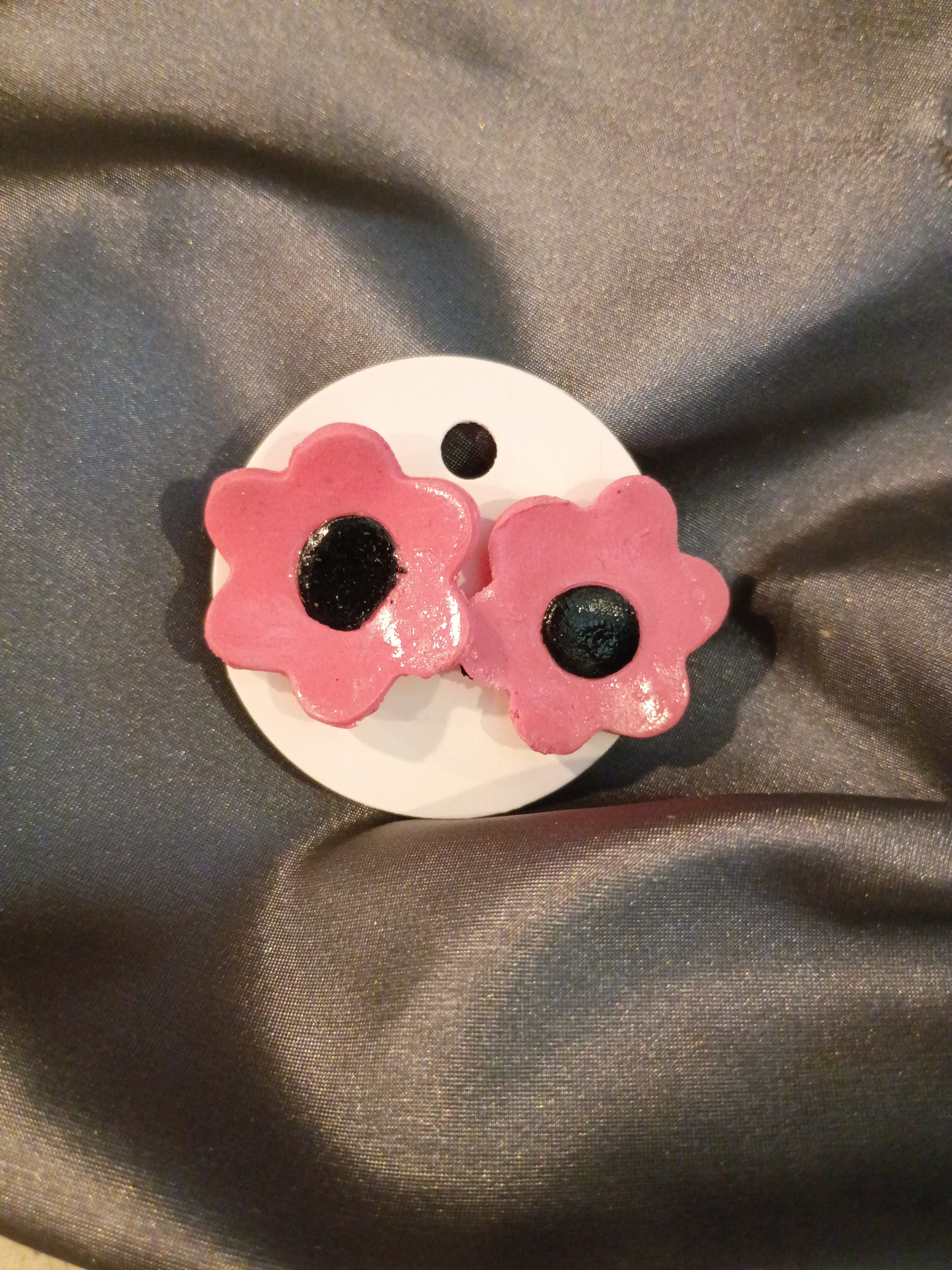 Pink floral earrings